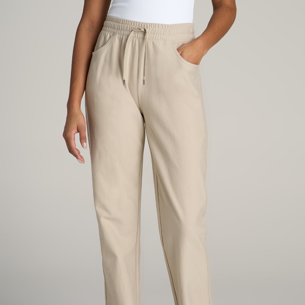American Tall Pull-On Straight Leg Knit Pants for Tall Women in Stone Size XSXS
